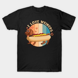 I Love Weiners Hot dog Dachshund T-Shirt